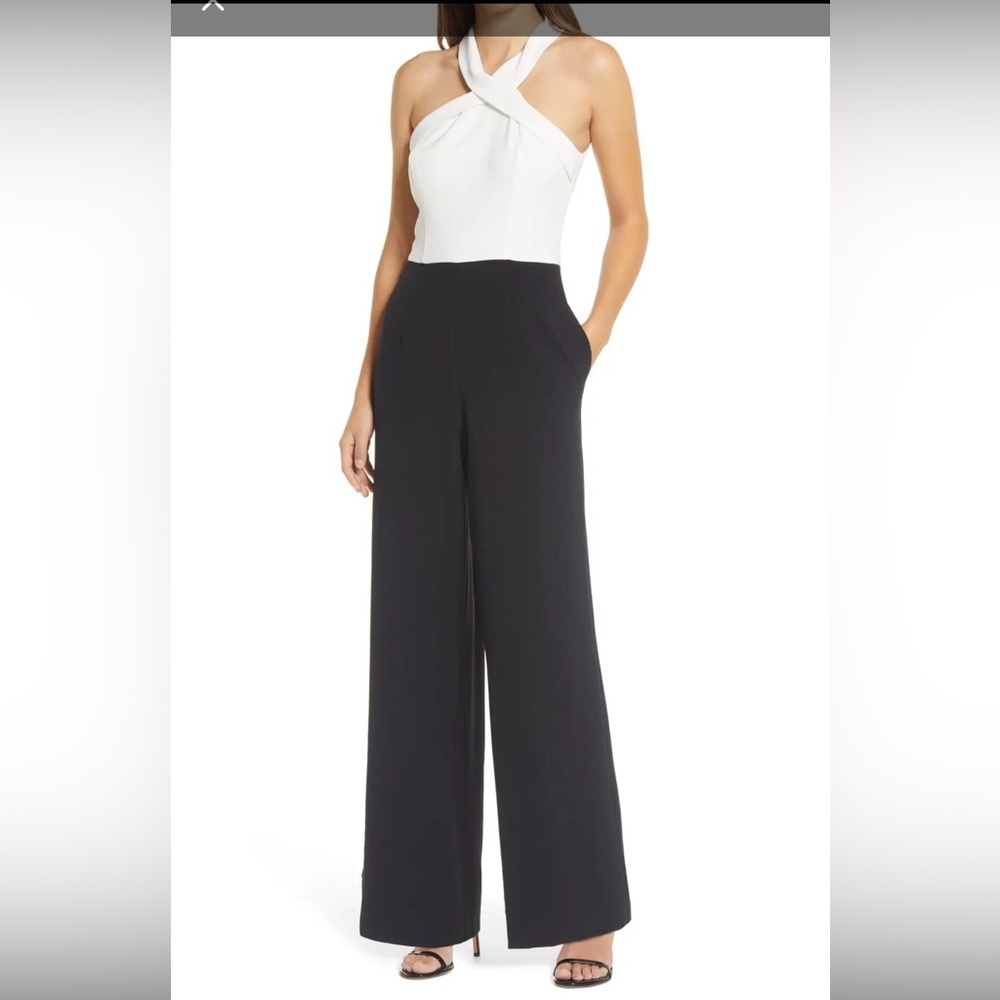 Julia Jordan Black & White Wide-Leg Jumpsuit